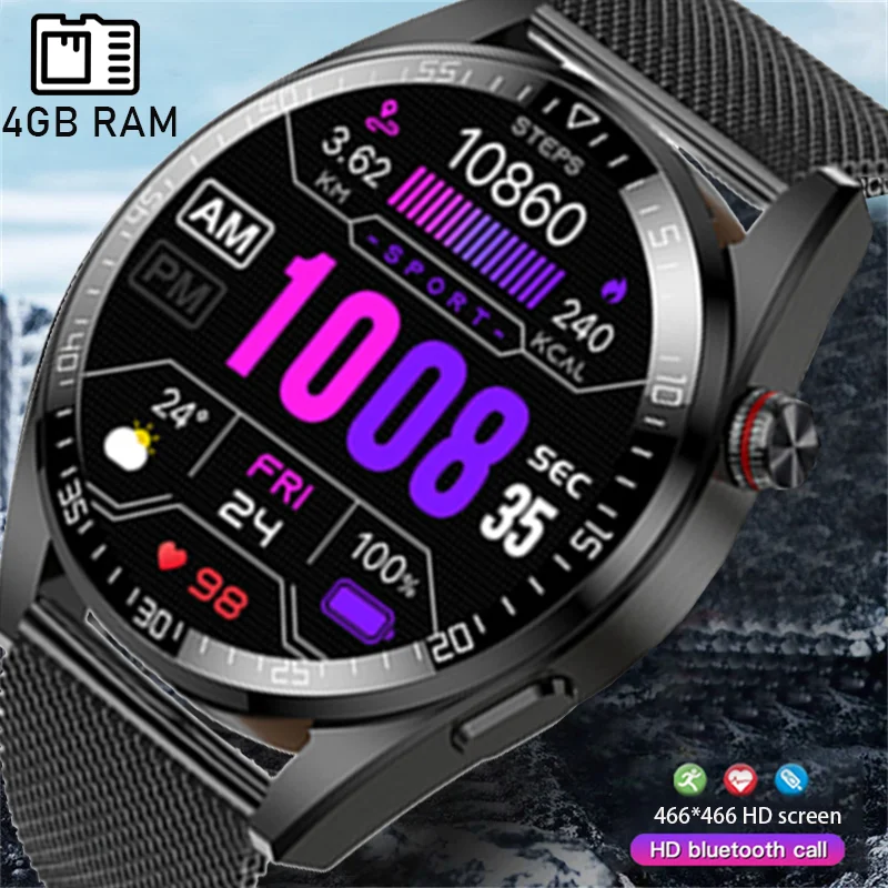 Hd Bluetooth Call Mens Smartwatch 1.43-inch Full screen Touch AMOLED AI Voice Assistant 466*466 HD screen 4GB RAM Smartwatch