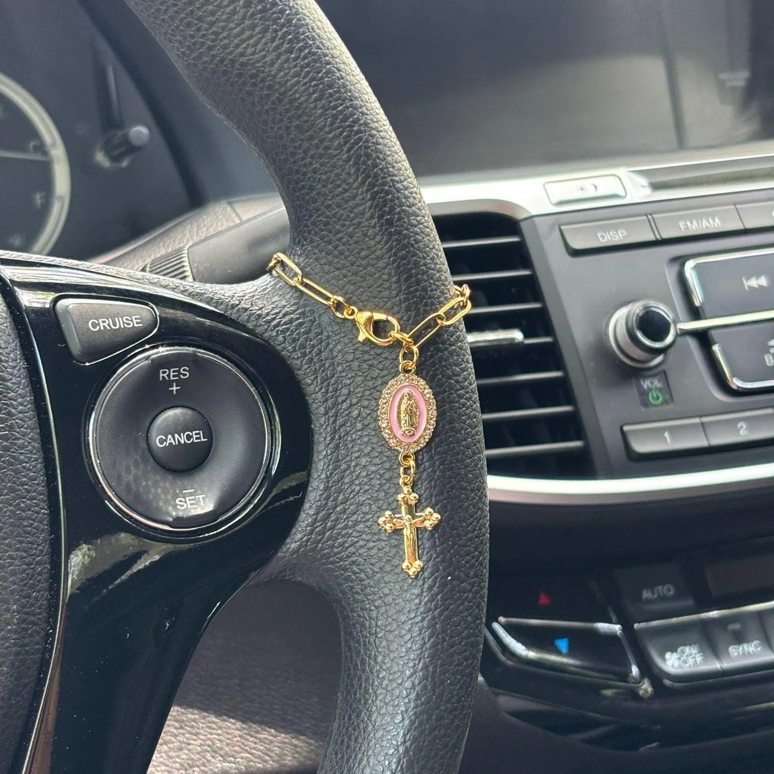 ✝️Pink Steering Wheel Rosary Charm Accessory
