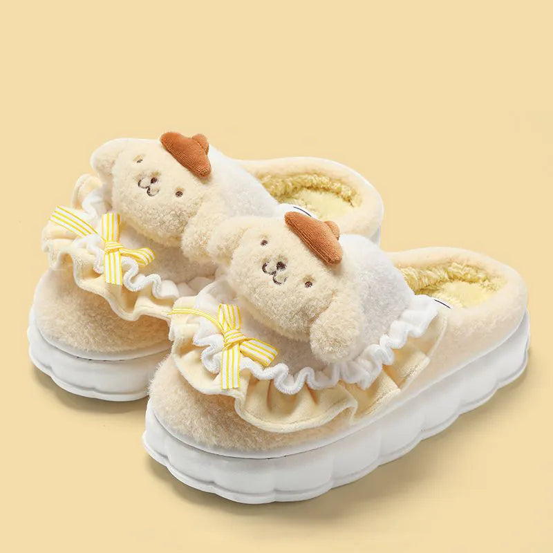 Cute cartoon plush cotton slippers