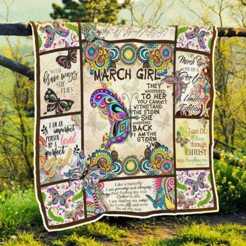 March Girl. I Am The Storm. Butterfly Quilt Blanket