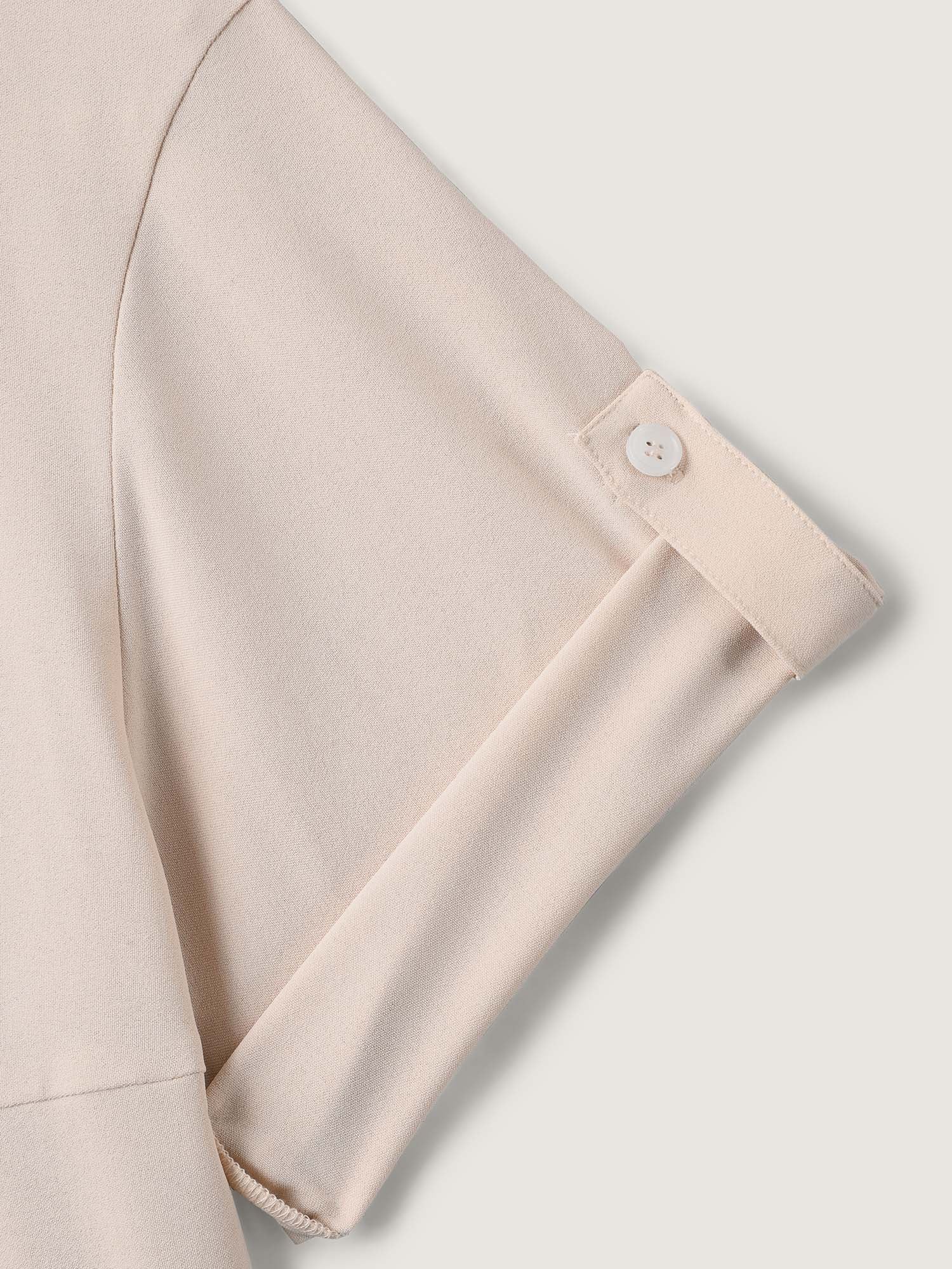 Toothpick Pleats Tab Sleeve Long Blouse