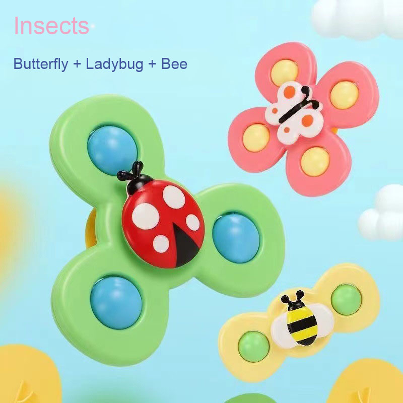 🔥ON SALE 🔥Gyro suction cup rotating toy 3-piece set, suitable for children aged 1-3
