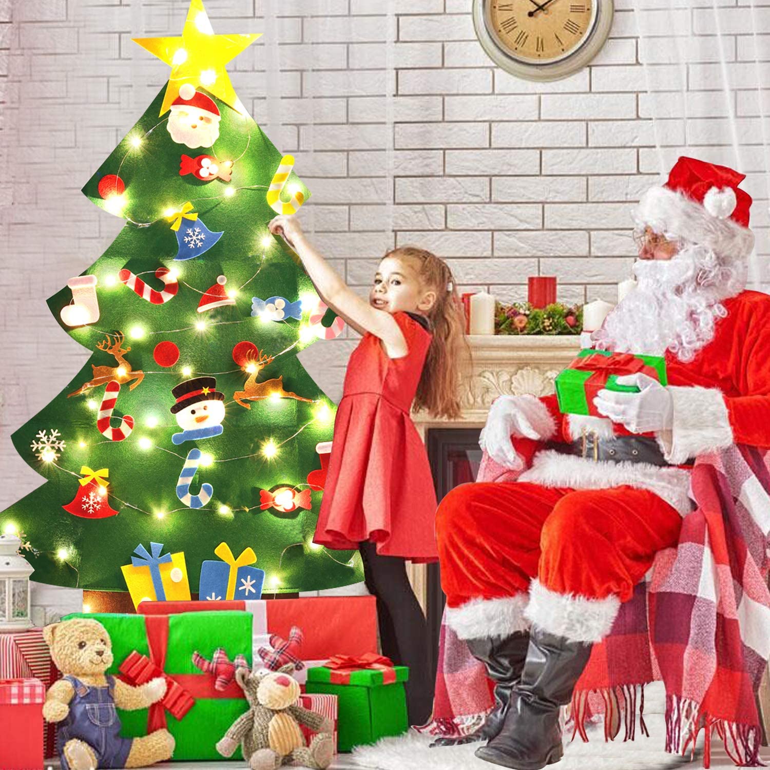 🎄FELT CHRISTMAS TREE KID CRAFT - BONUS - FREE LED STRING LIGHT