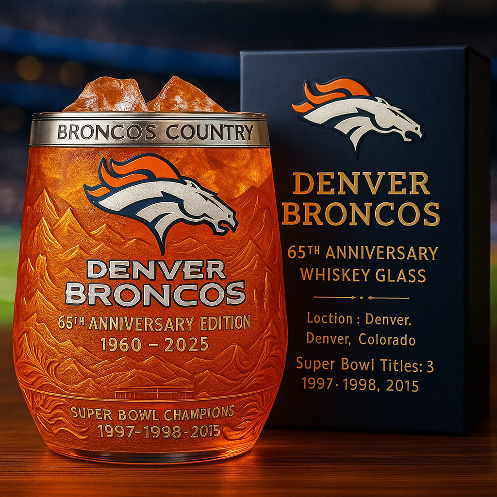 Denver Broncos 65th Whiskey Glass