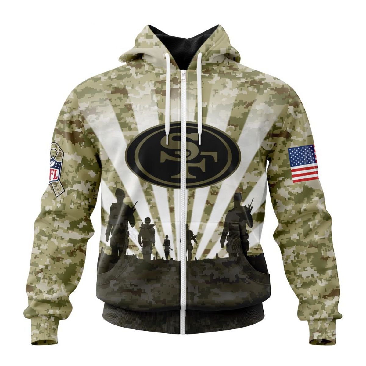 SAN FRANCISCO 49ERS 3D HOODIE HONOR VETERANS
