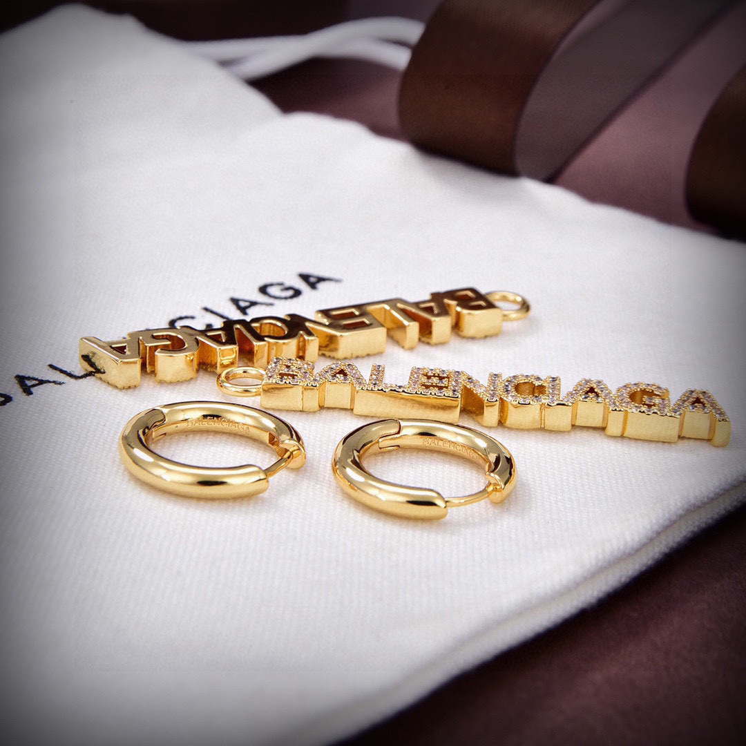 Balenciaga Diamond Font Earrings