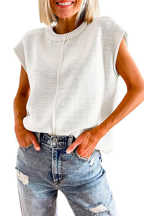 Heididress Crewneck Cap Sleeves Pullover Sweater