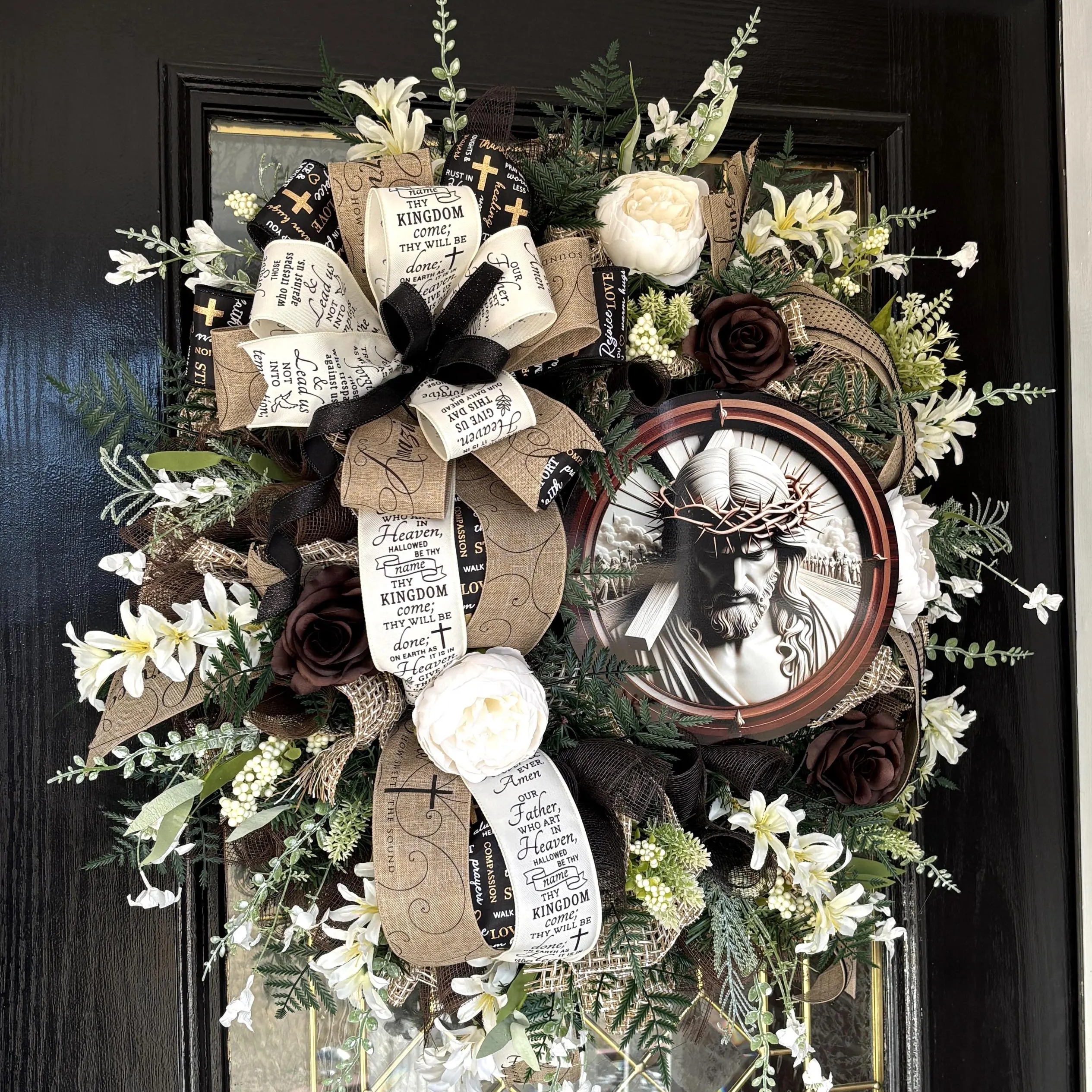 Our Father Who Art in Heaven Wreath, Easter Wreath, Amazing Grace Decor, He is Risen