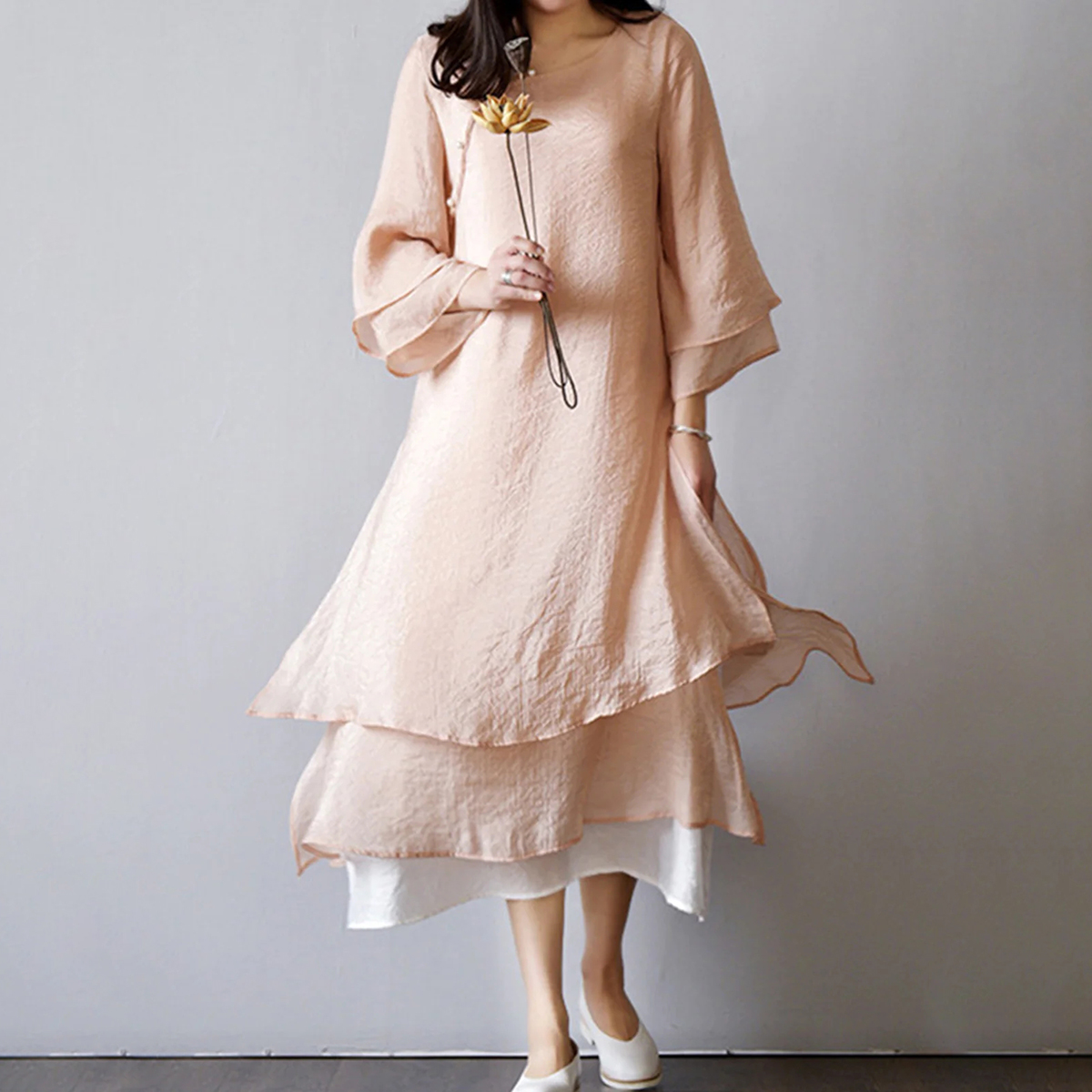 Comfy Slit Round Neck Maxi Dress