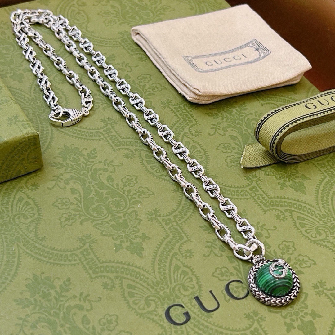 Gucci Anger Forest Series Green Planet Chain Necklace