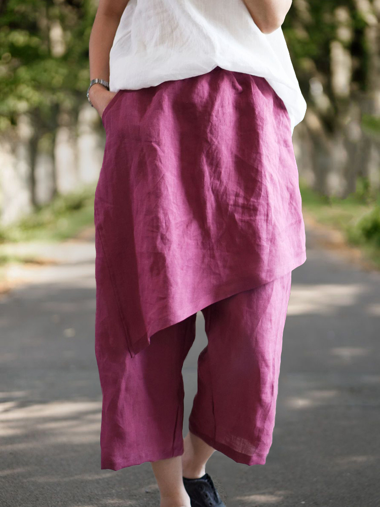 Irregular Apron Patch Wide Leg Pants