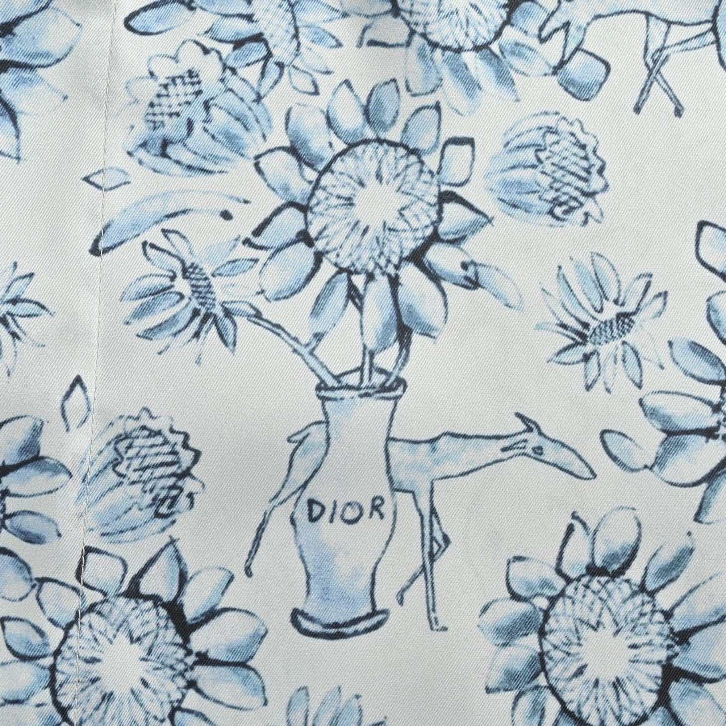 Dior 25ss floral and animal print short-sleeved shirt