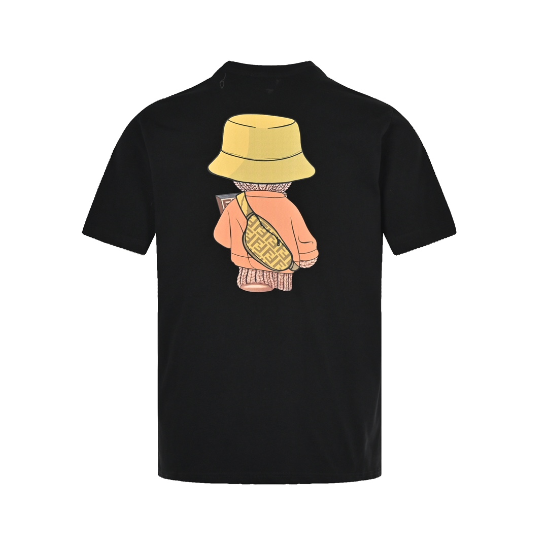 Fendi 23ss wool bear print short sleeves