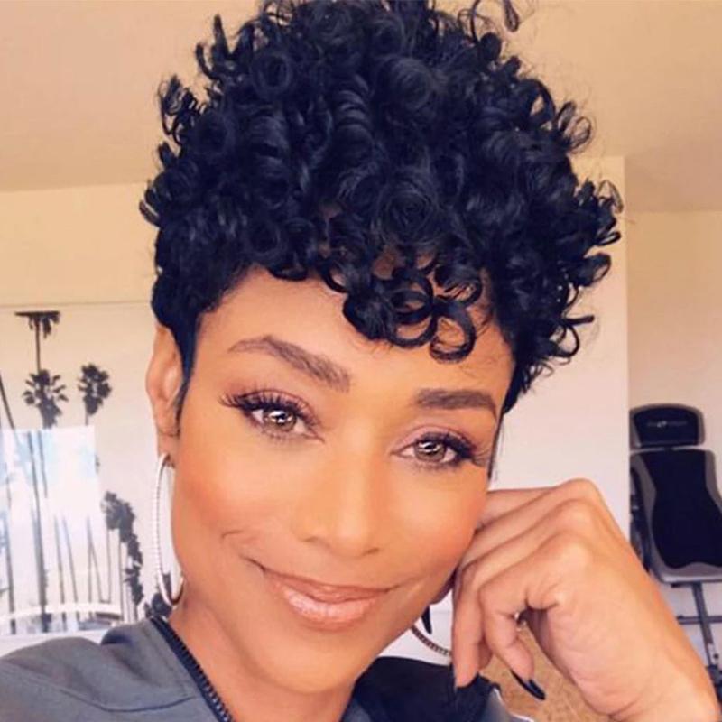 Luna Black Women Wig Gorgeous Short Curly with Bangs for African American