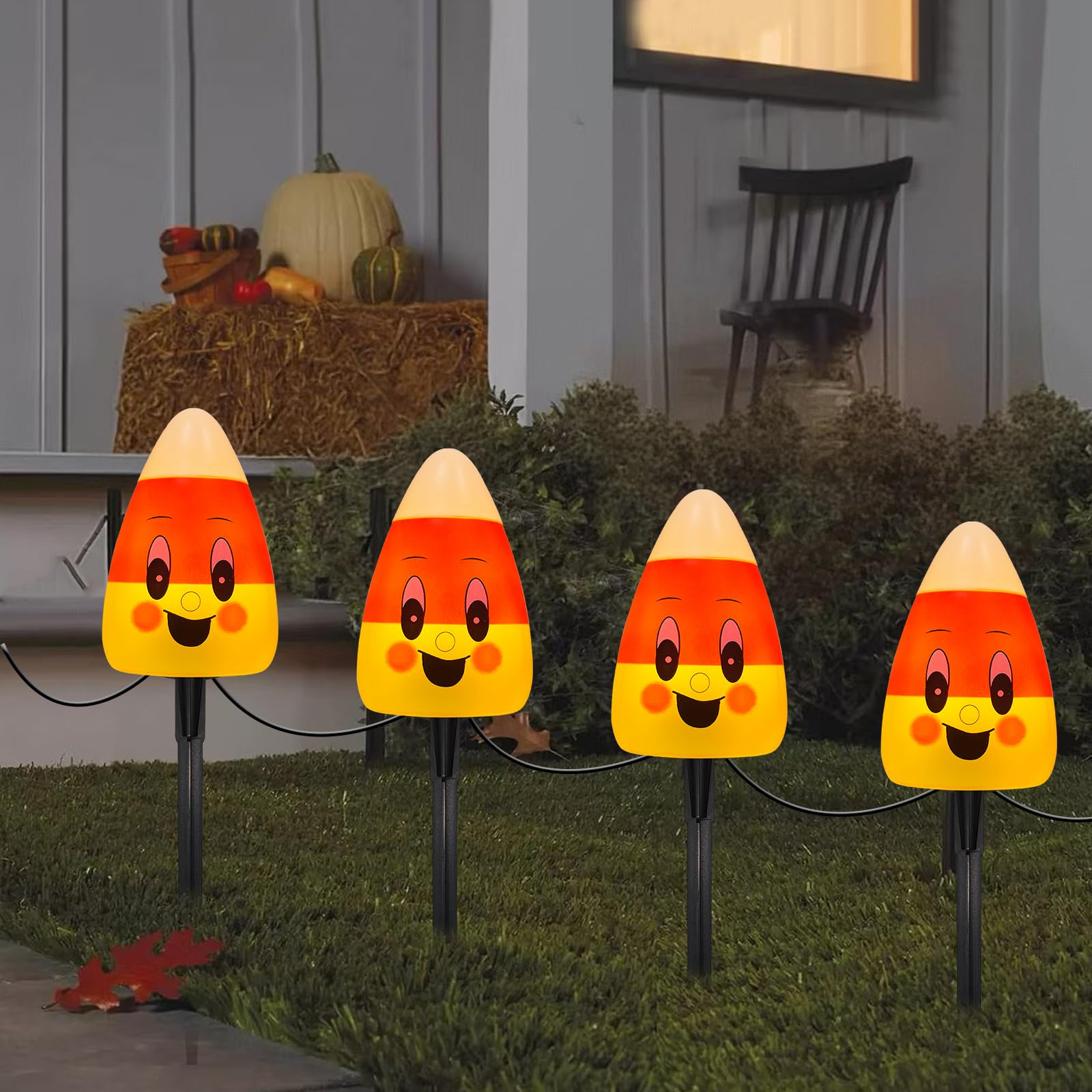 💥ON SALE💥Halloween 3D Candy Corn Pathway Outdoor String Lights, Waterproof🍬✨