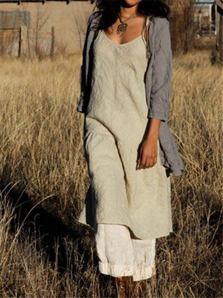 Basic Pleated Patchwork Cami Maxi Dress