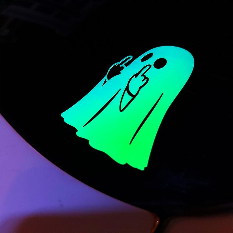 ✨Flash Sale✨Glow-in-the-Dark Halloween Ghost - PVC Sticker Middle Finger Ghost Decal