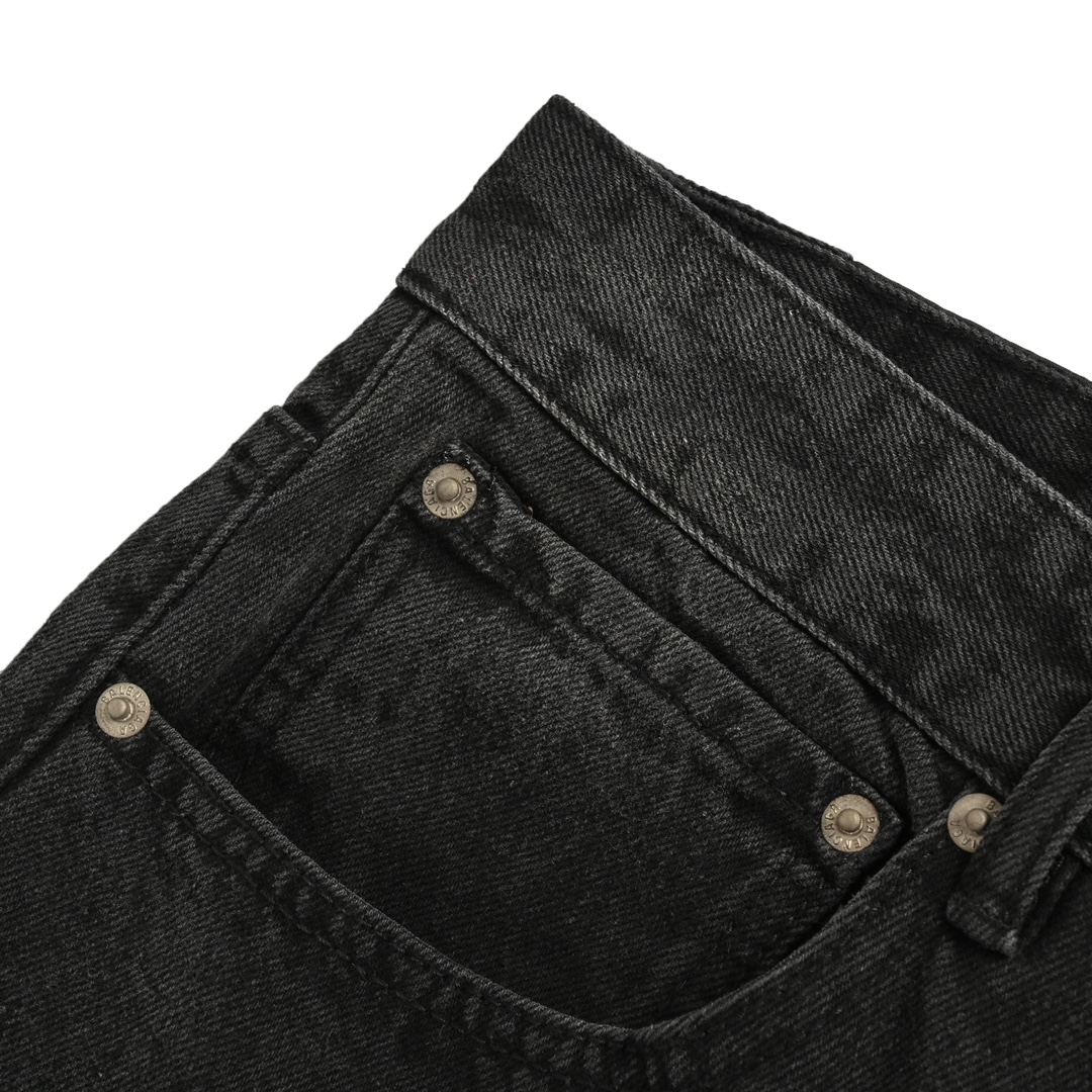Balenciaga embroidered letters washed loose wide-leg jeans