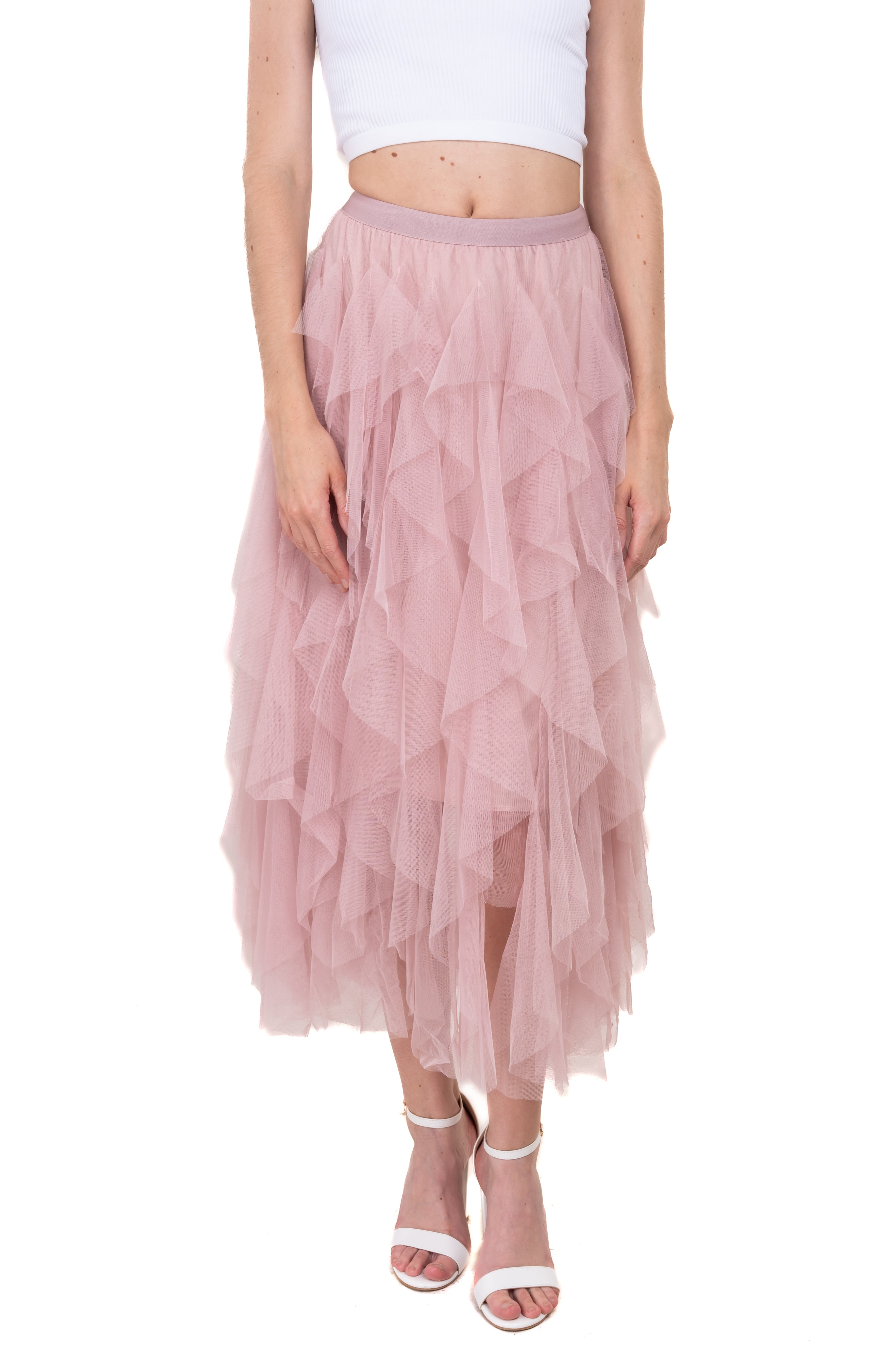 Mesh Layered Ruffled Skirt