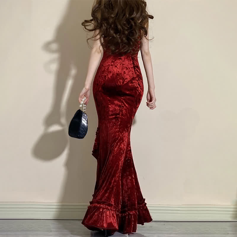 Vintage V-neck Fishtail Slip Dress