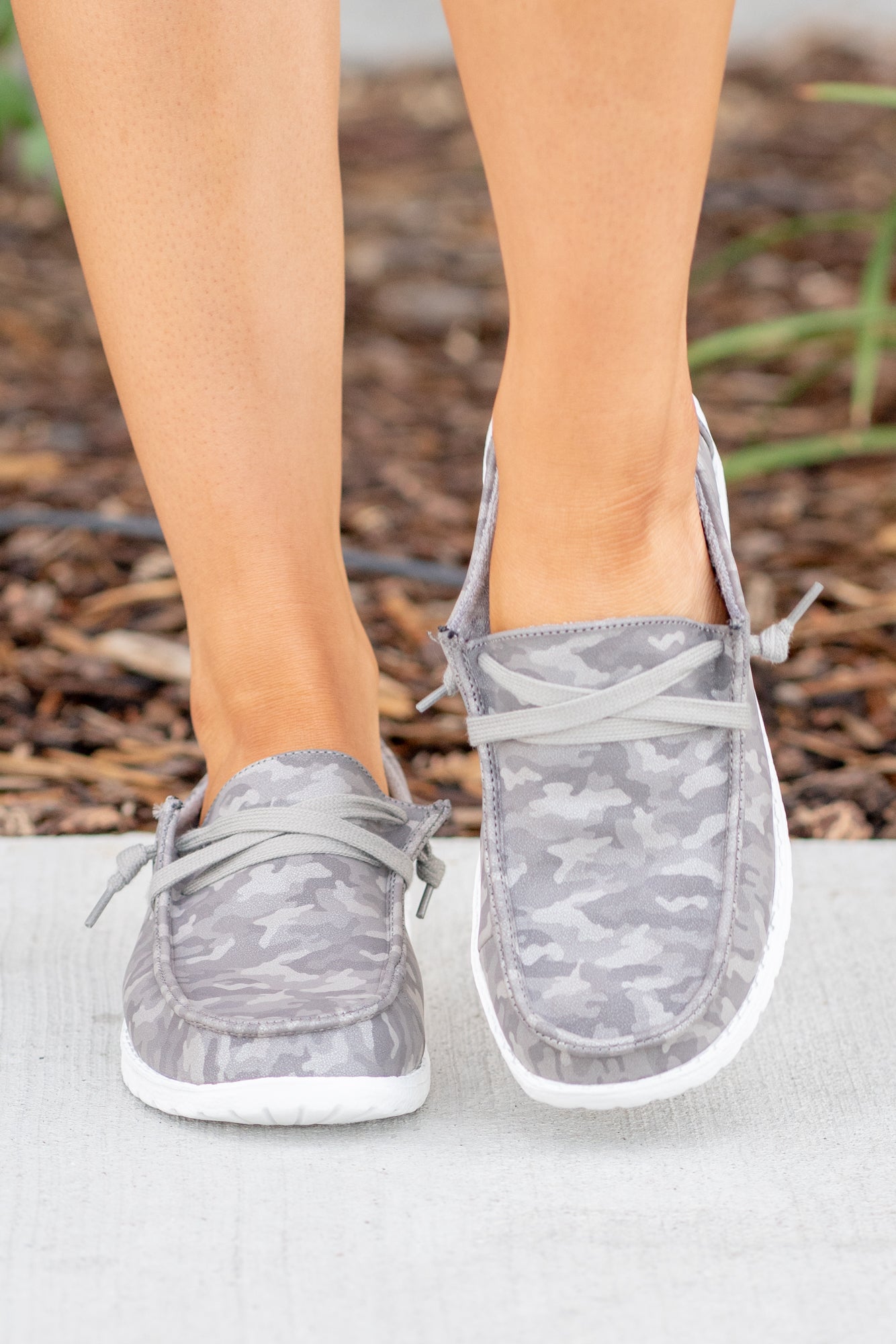 River Camo Print Boat Shoes - Grey