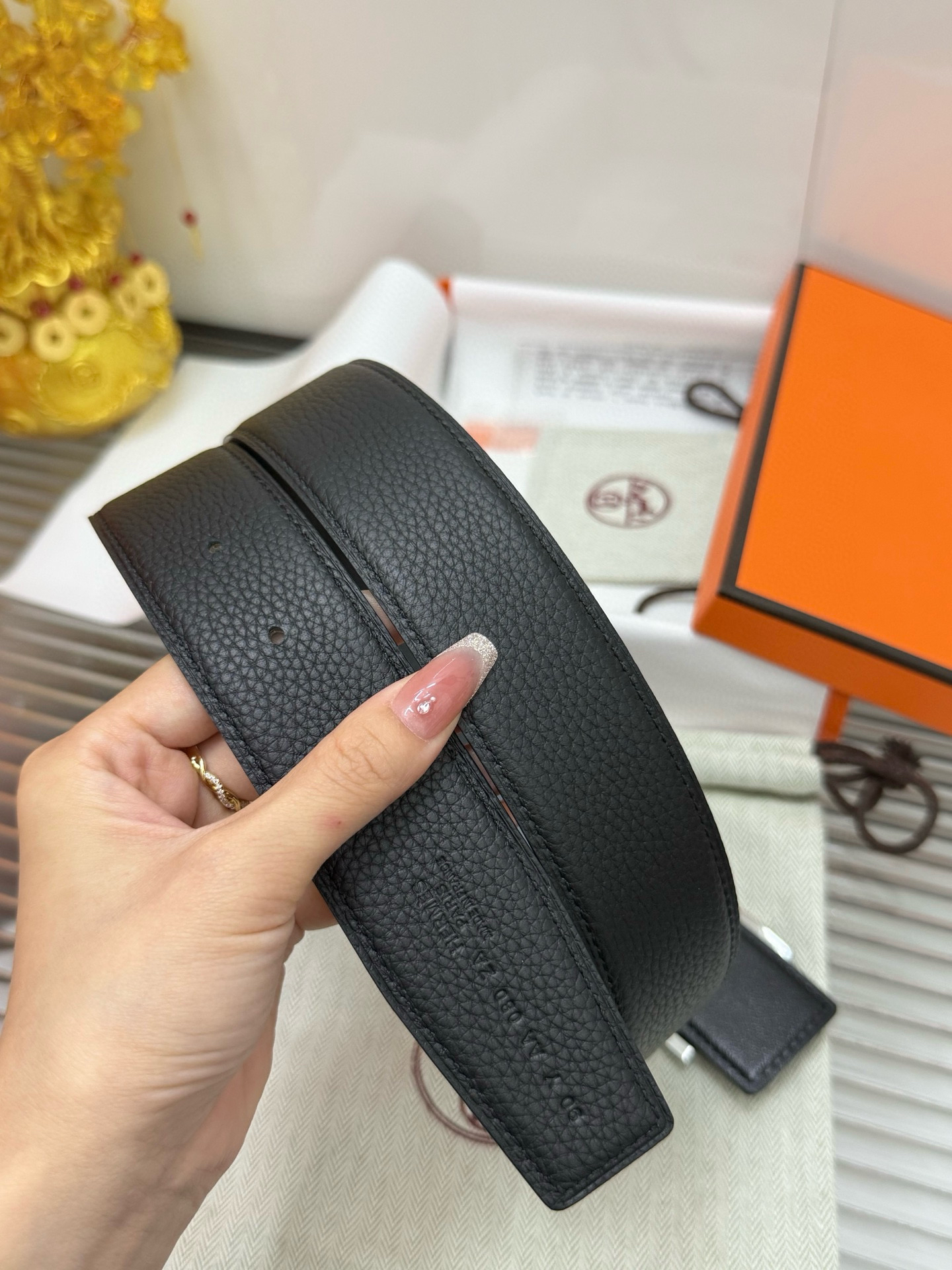 Hermès TOGO calfskin double-sided belt width 3.8CM