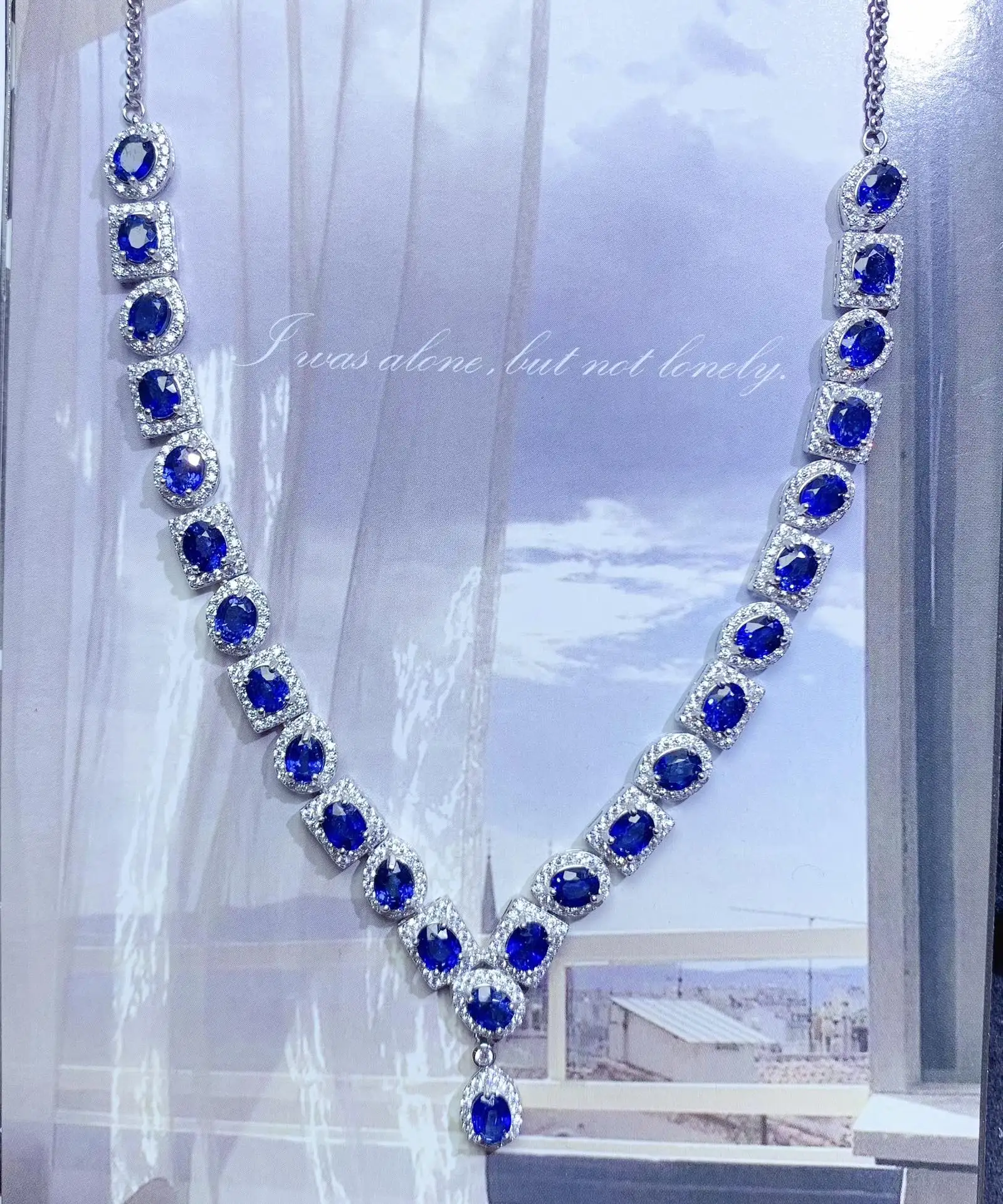 925 Sterling Silver Natural Sapphire Necklace Women's Gem 925 Silver Free Shipping Jewelry Certified Boutique can be customized