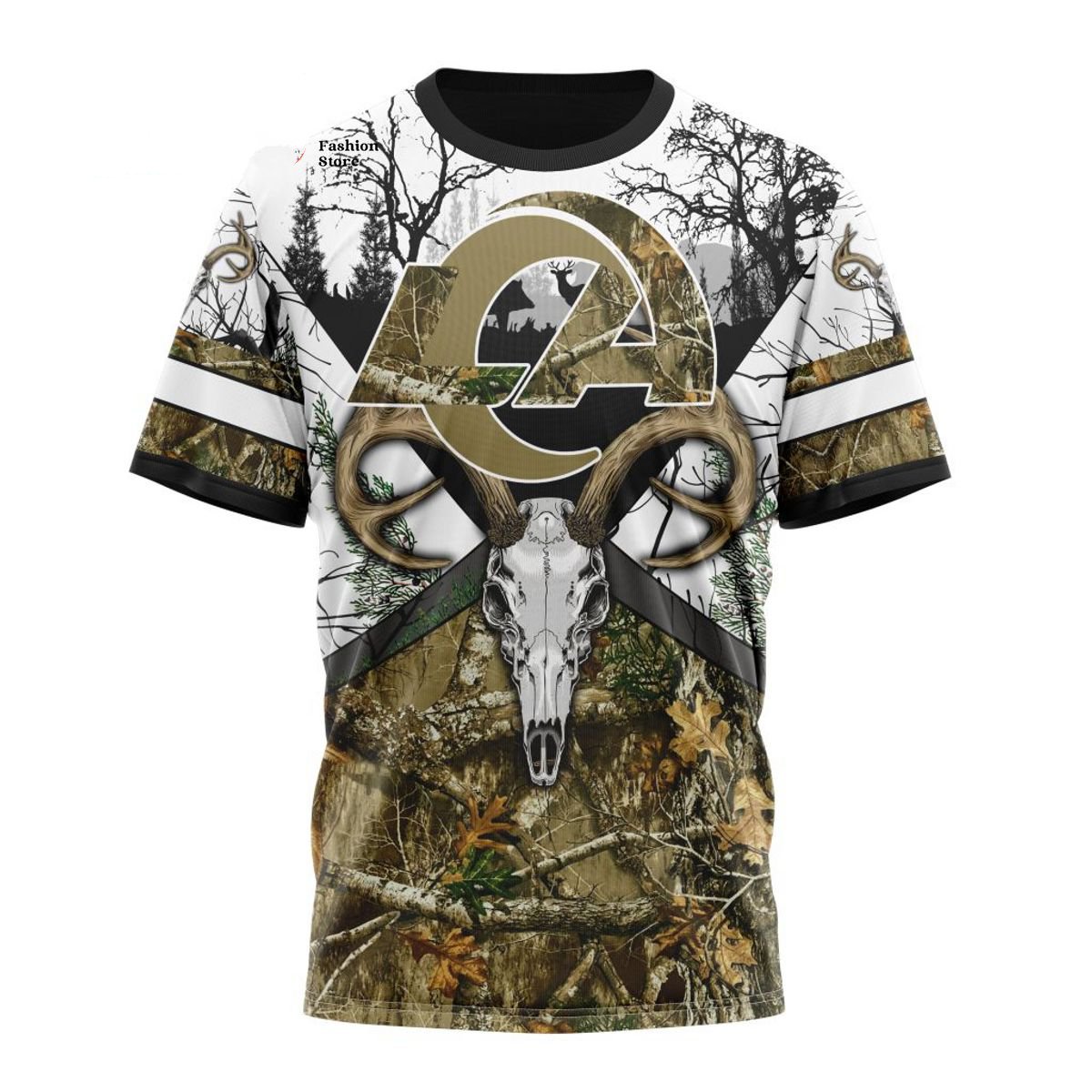 LOS ANGELES RAMS DEER SKULL AND FOREST 3D HOODIE