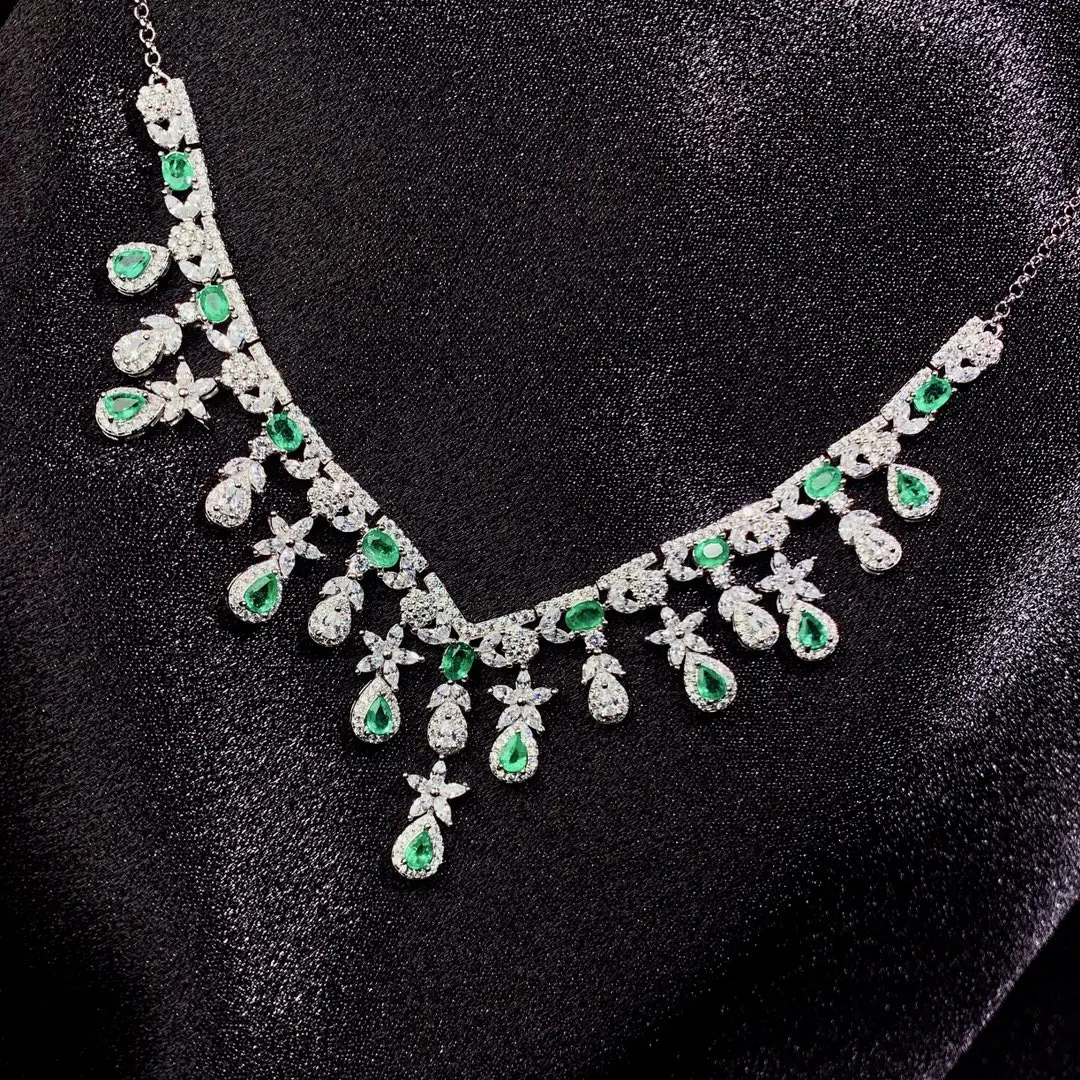 Emerald Tanzanite Silver 925 Jewelry Women's Gem Pendant 925 Sterling Silver Women's Luxury Necklace Free Christmas shipping
