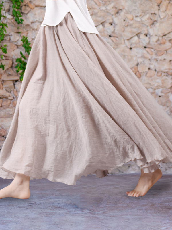 Comfy Cotton & Linen Flowy Wide Skirt