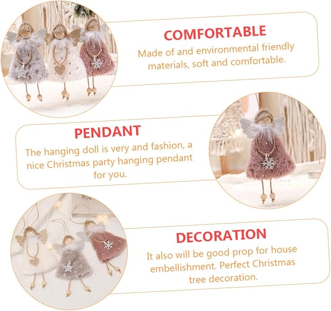 👼👼3 Whimsical Angel Girl Christmas Hanging Decoration Set