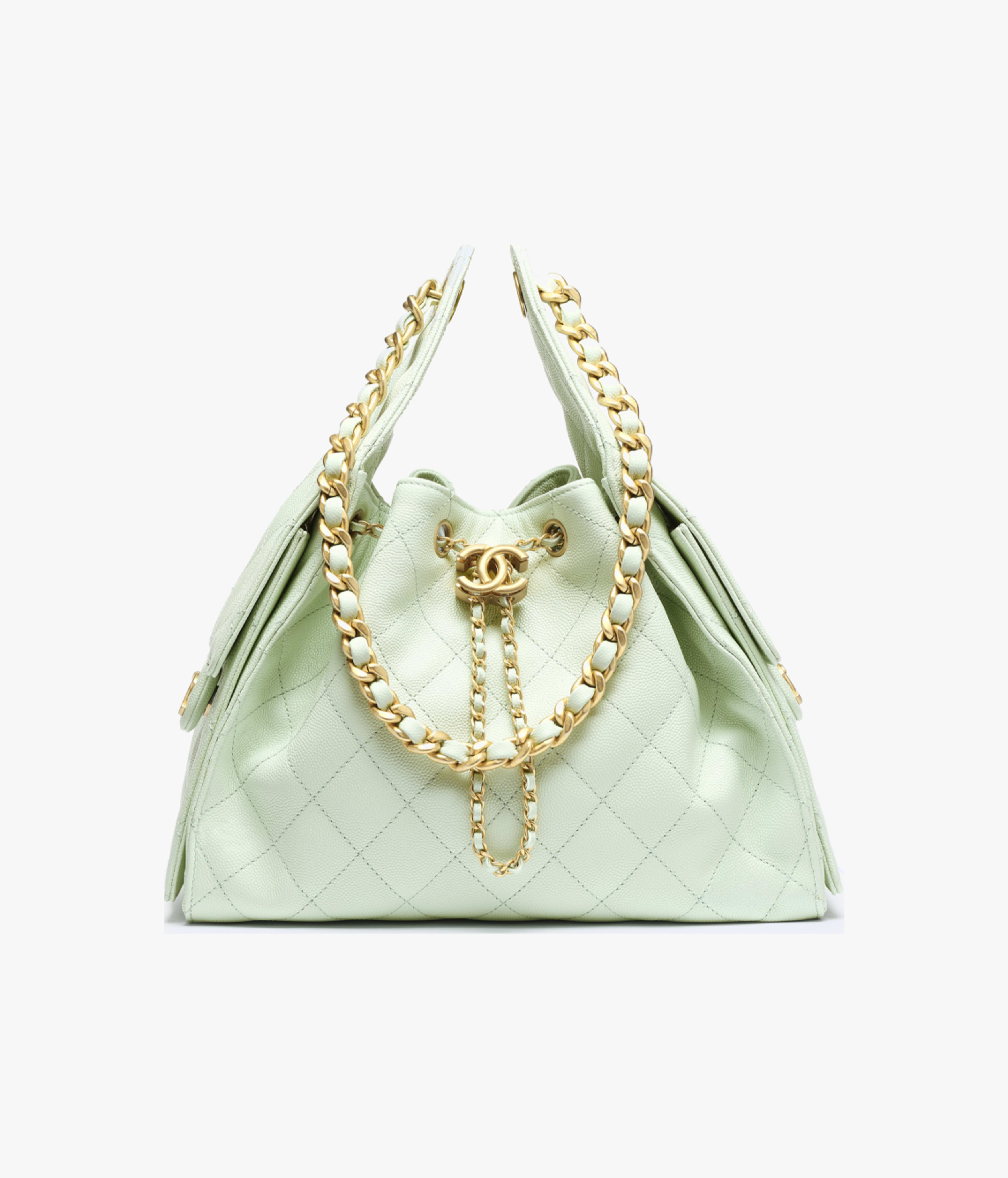 Chanel Small 25 Grained Calfskin & Gold-Tone Metal Light Green AS5293-B20304-NAGER
