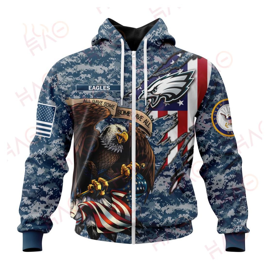 PHILADELPHIA EAGLES 3D HOODIE US NAVY VETERANS