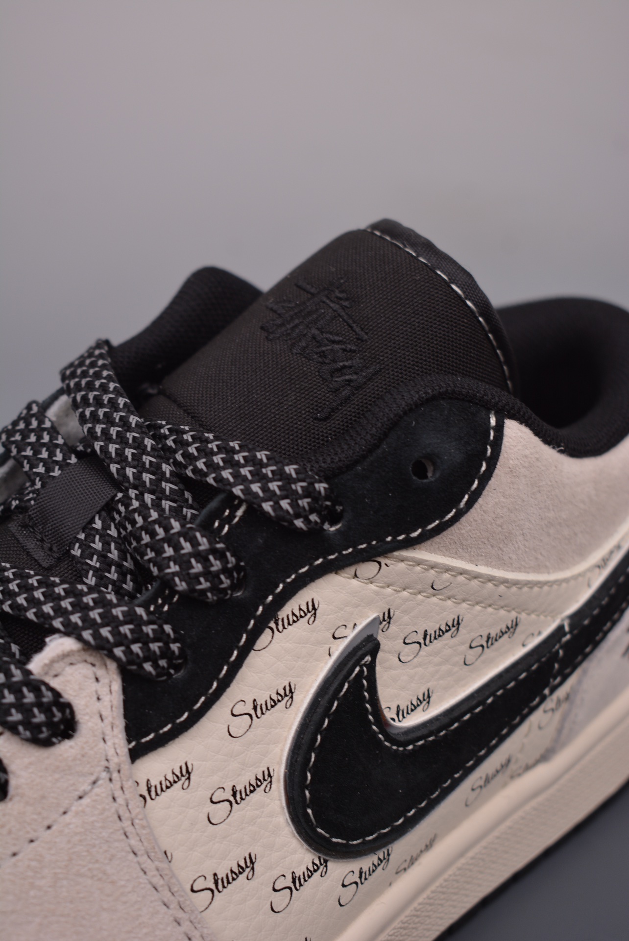 Stussy x Nike Air Jordan 1 Low OG Black, Beige and White Embroidery SJ9950-026