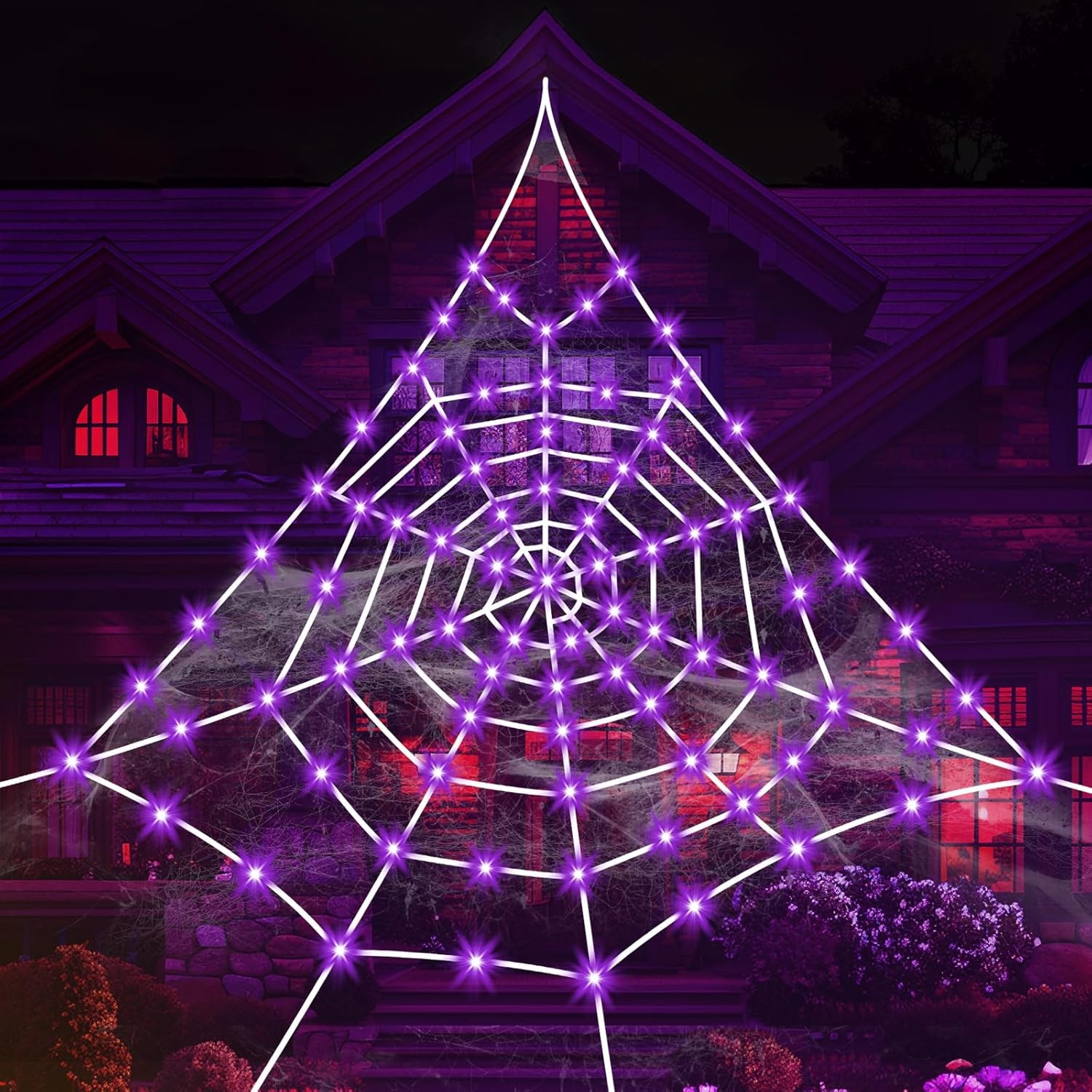 ⚡Flash Sale⚡Halloween Giant Spider Web with LED Lights