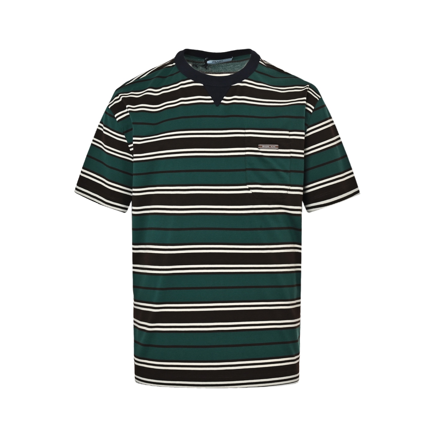 Prada Letter patch embroidered striped contrast short sleeves