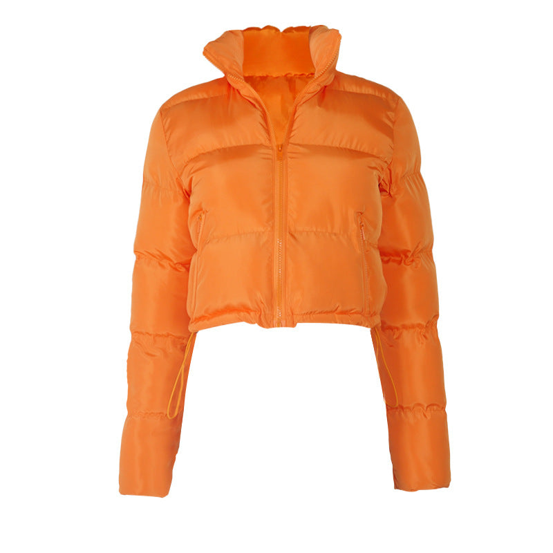 Autumn Winter Fashion New Long Sleeved Stand up Collar Thermal Bread Coat down Jacket Women Outerwear