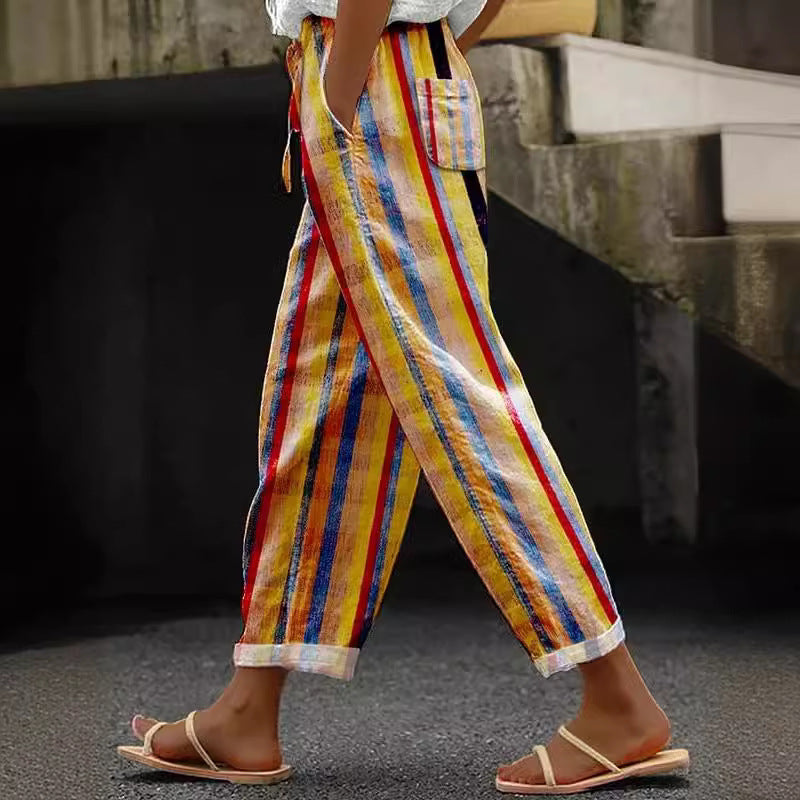 Plus Size Striped Floral Print Casual Jumpsuit for Women