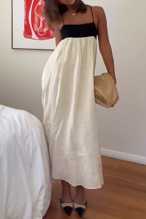 Heididress Backless Color Block Splice Swing Maxi Cami Dress