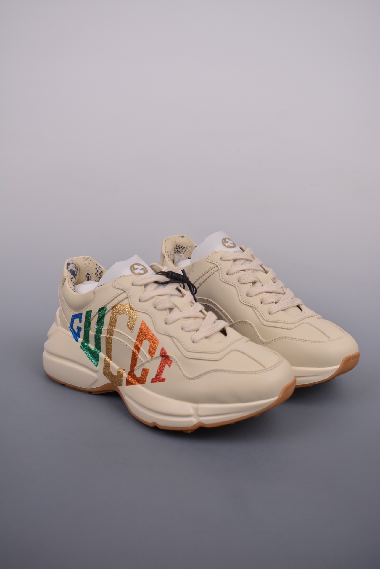 Gucci Ivory White Gold Hot Stamping LOGO Print
