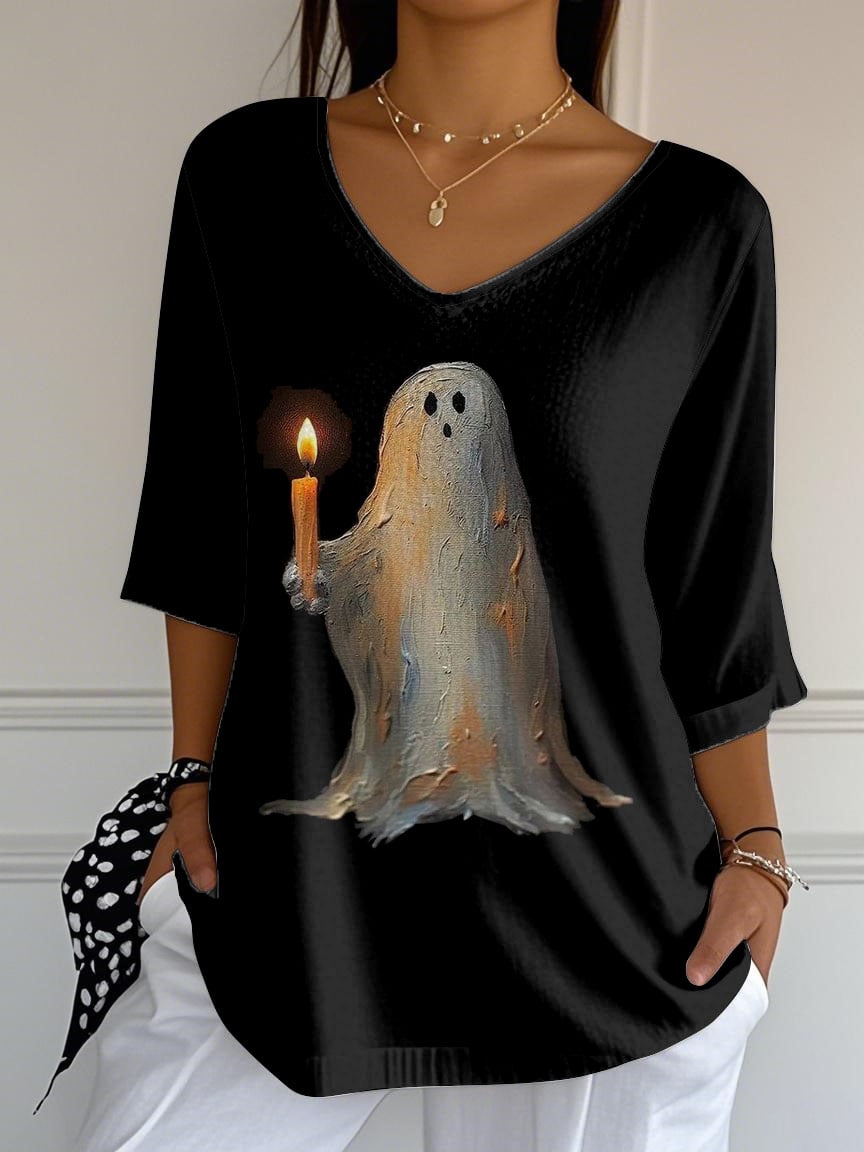 🔥Buy 3 Get 10% Off🔥Women'S Retro Ghost Print Mid Sleeve T-Shirt