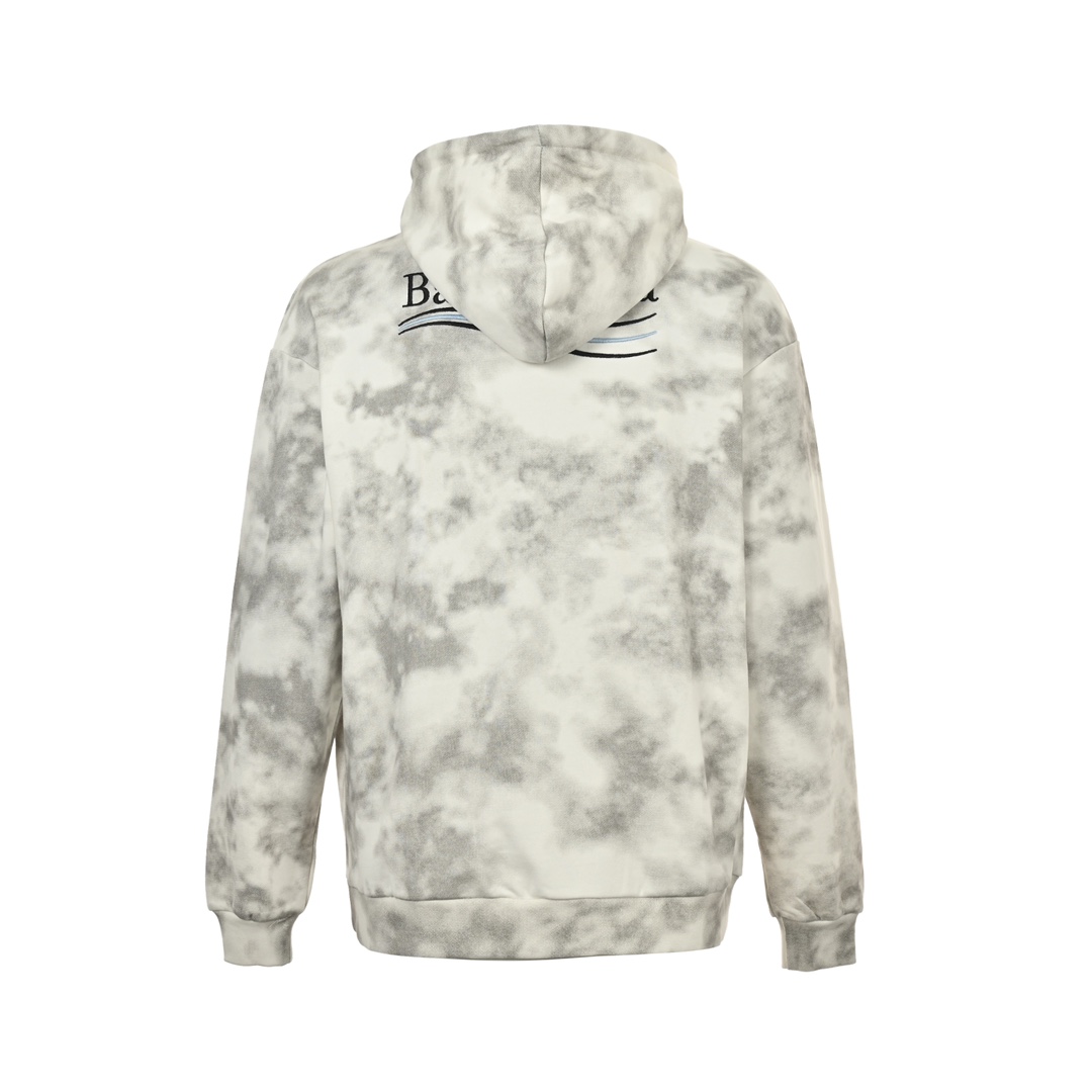 Balenciaga 24Fw cola embroidered mud-dyed distressed hooded sweatshirt