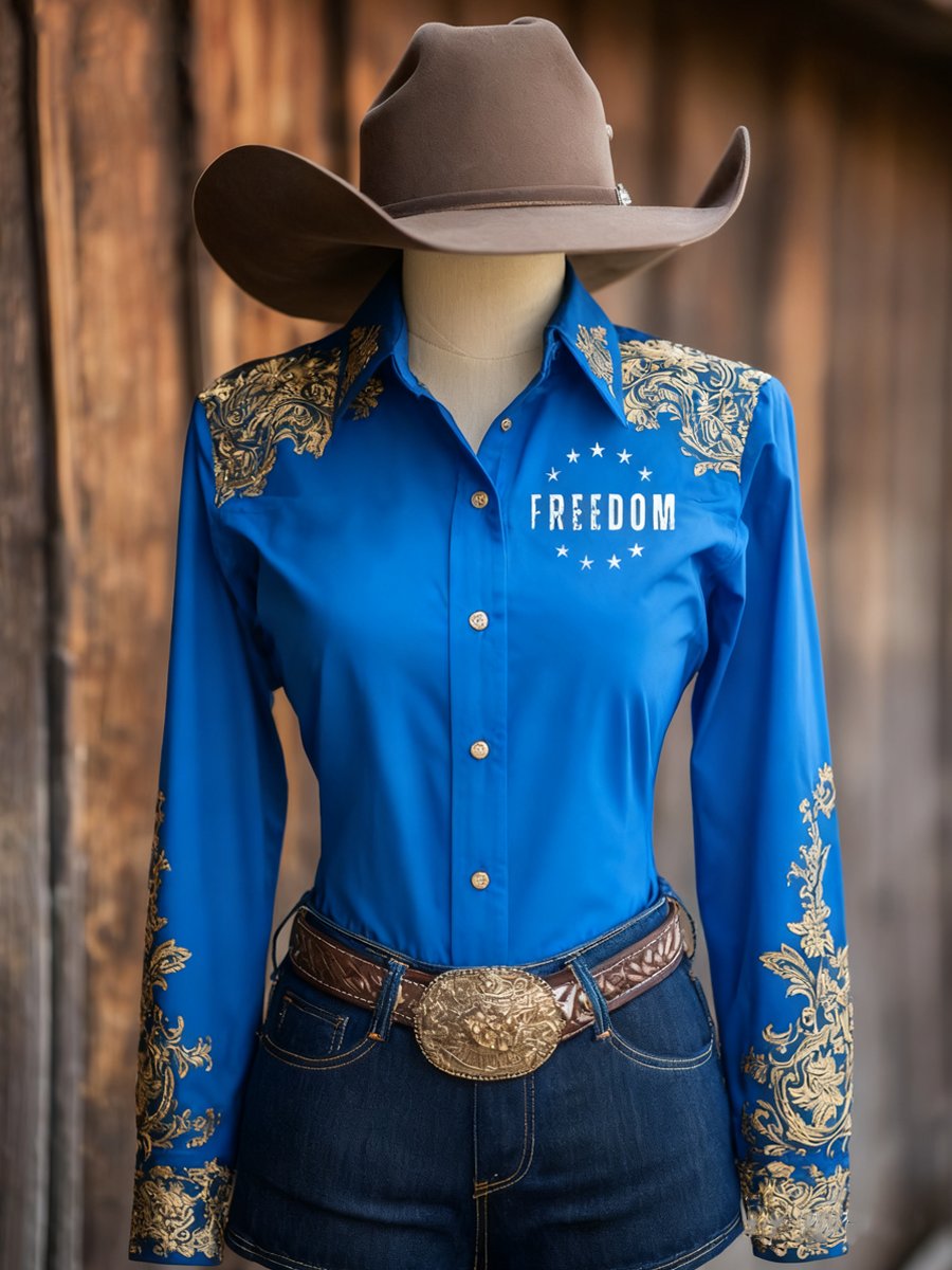 Women's Vintage FREEDOM Western Long Sleeve Shirt