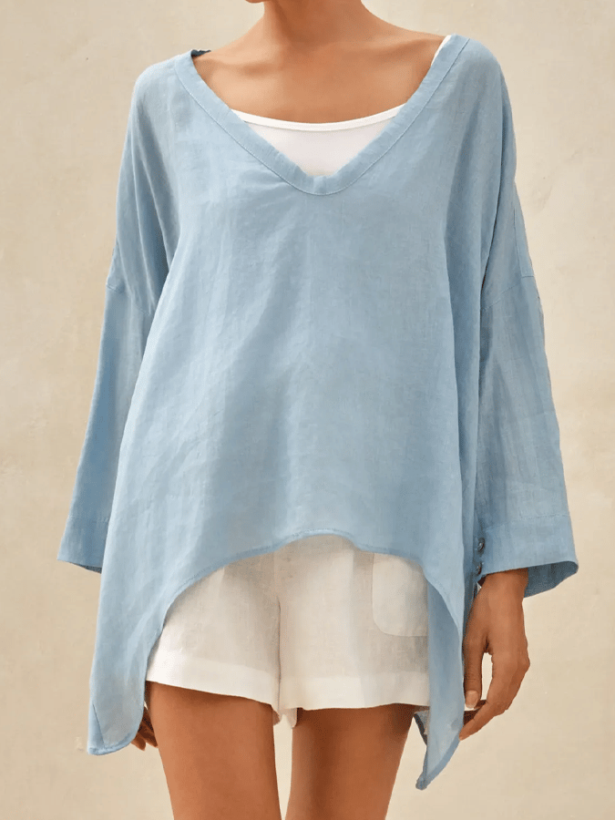 Women's Linen Delicate Deep V Neck Top