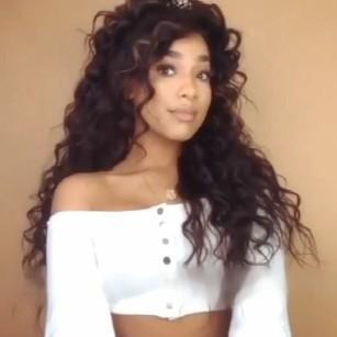 Luna A33 Black Women Cropped Long Curly Hair Wig