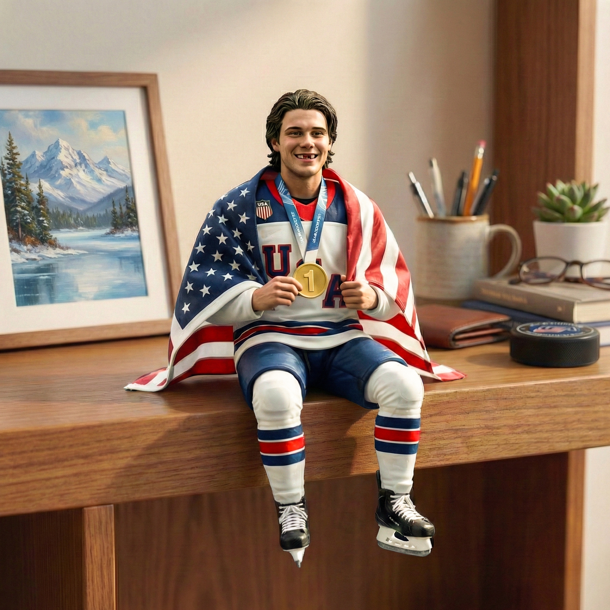 Jack Hughes – 2026 Winter Olympic Gold Desktop Collectible Figure