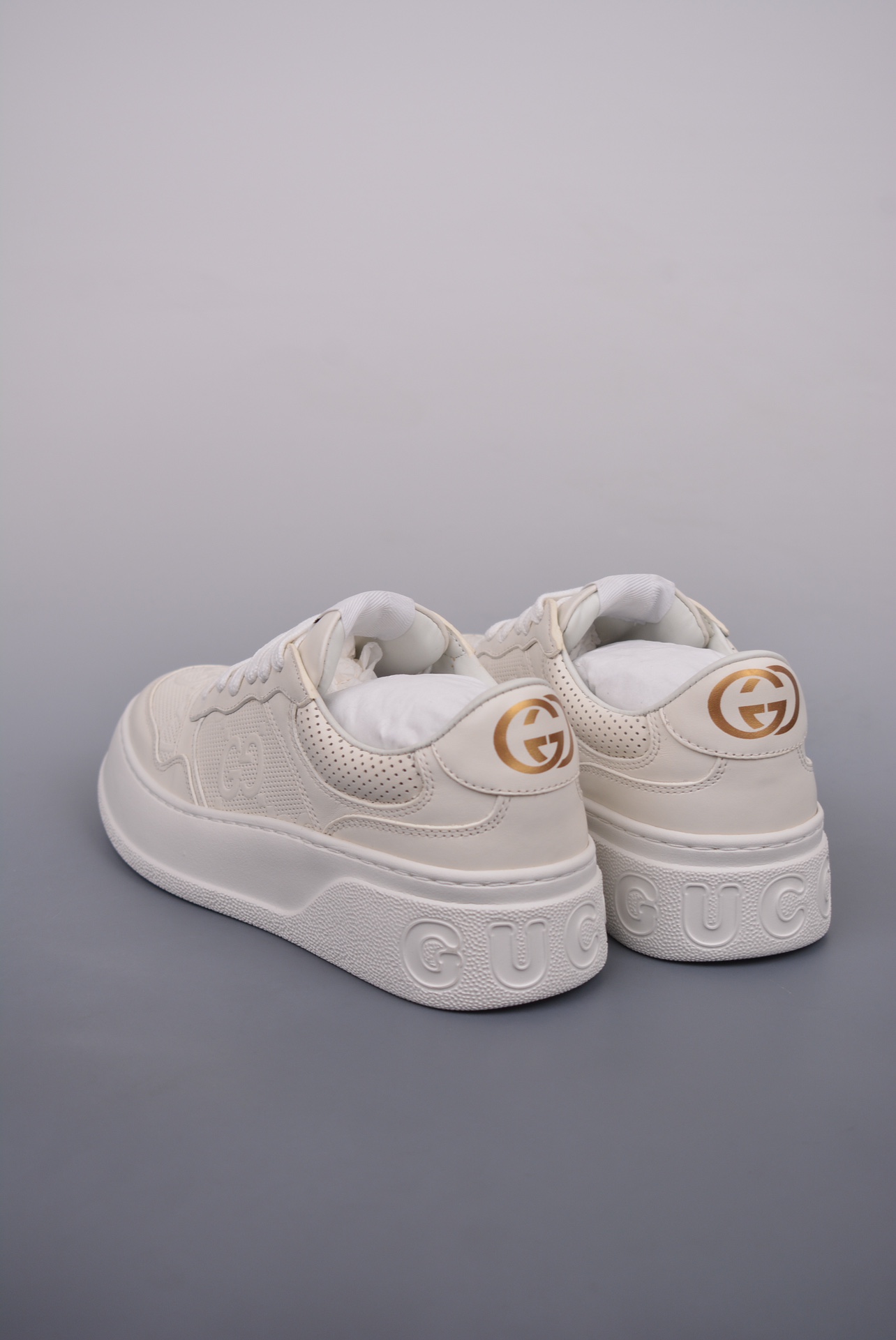 GUCCI Leather Beige GG Print Embossed