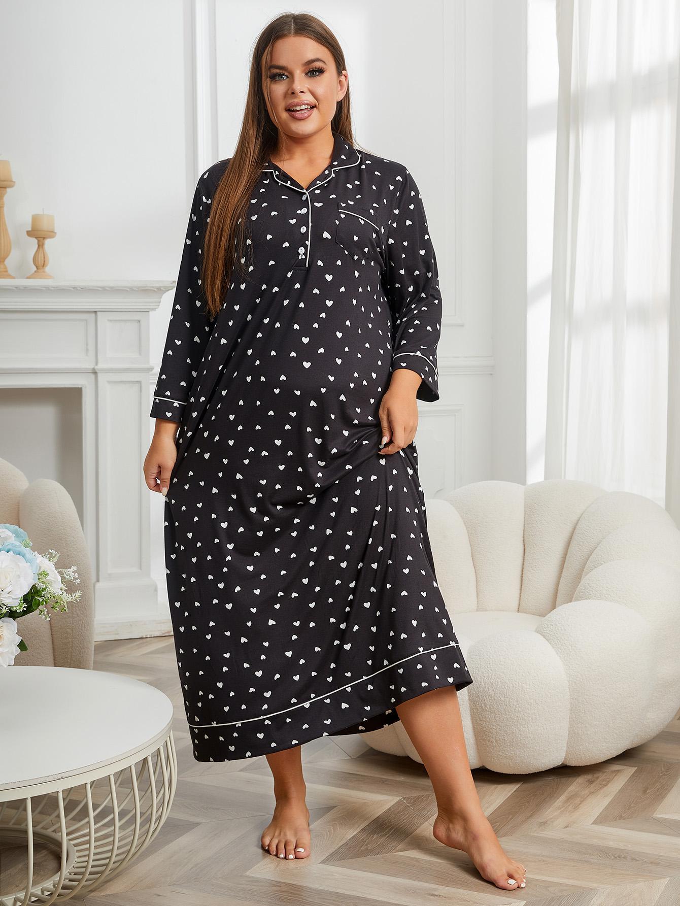 Plus Size Pajamas Women Autumn Winter Long Sleeve Nightdress Home Can Be Worn outside