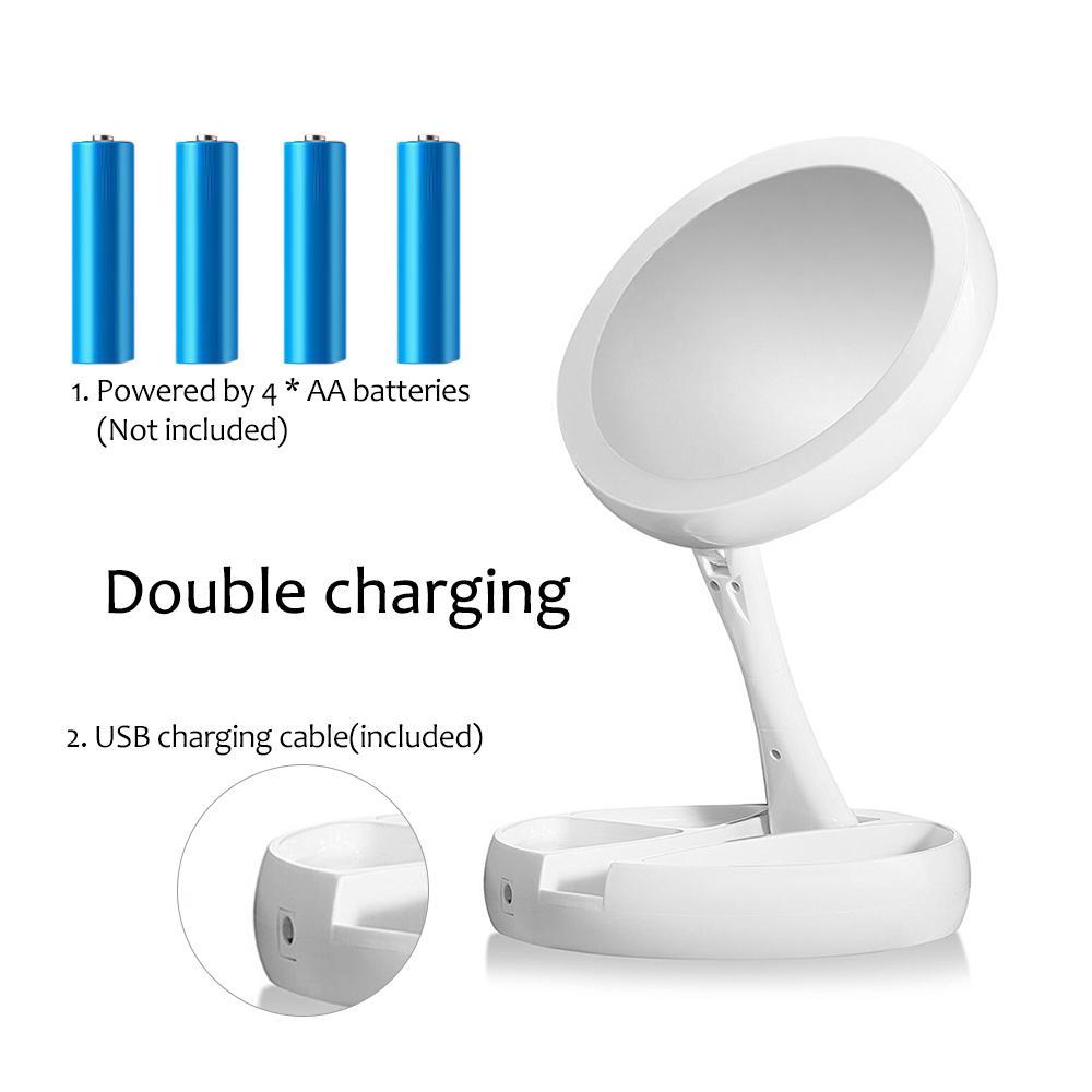 Flexible Fold Away Makeup Mirror with Dual Sided LED Light As Seen on TV