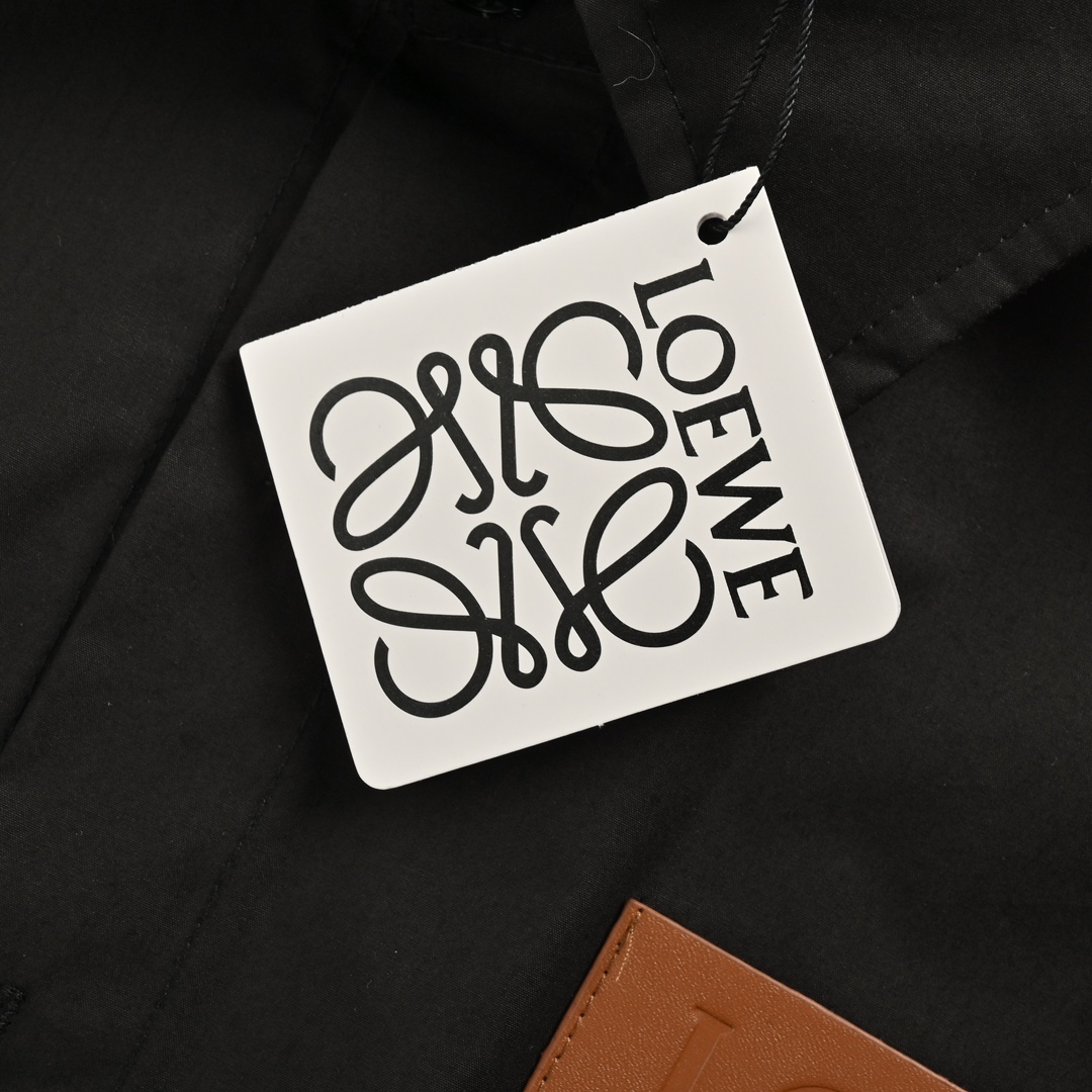 Loewe 24Fw leather patch pocket shirt
